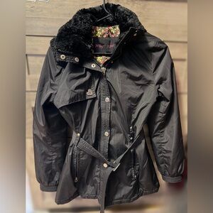Betsey Johnson Black Trench Coat with Belt